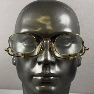 Vintage Retro Gold Tone Hinged Flip Down Lens Eyeglasses Reading +250 Magnifying